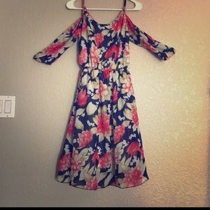 Floral cold shoulder dress